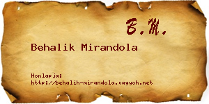 Behalik Mirandola névjegykártya
